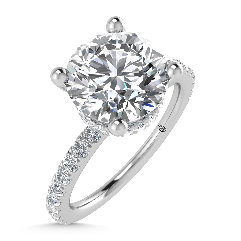 14K White Gold Lab Grown Diamond 1 7/8 Ct.Tw. Hidden Halo Engagement Ring (Center Round)
