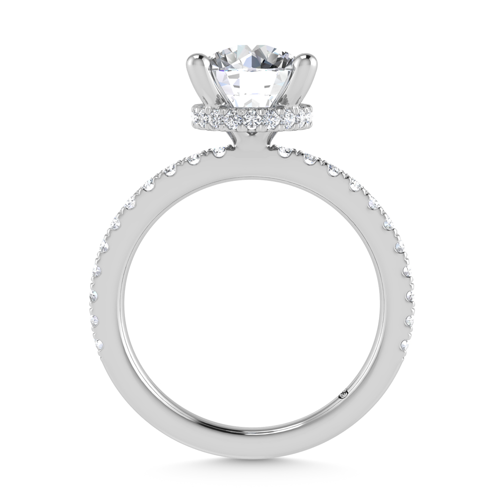 14K White Gold Lab Grown Diamond 1 7/8 Ct.Tw. Hidden Halo Engagement Ring (Center Round)