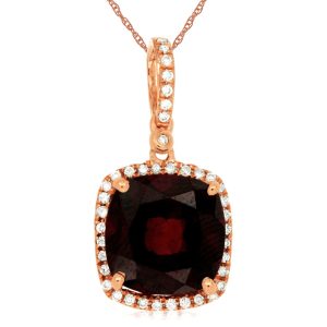 RHODOLITE & DIAMOND PENDANT