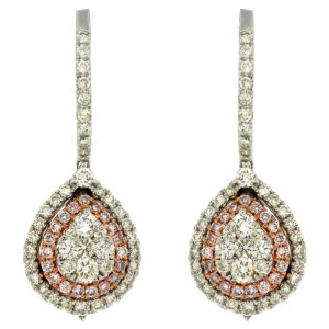 WHITE & PINK DIAMOND EARRING