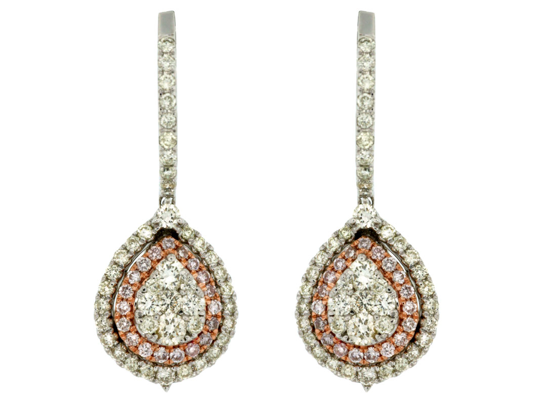 WHITE & PINK DIAMOND EARRING