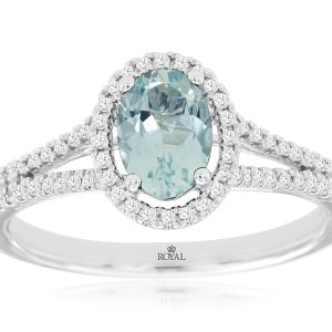AQUAMARINE & DIAMOND RING