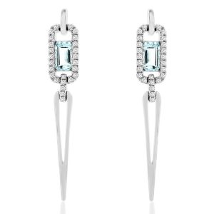 AQUAMARINE & DIAMOND EARRING