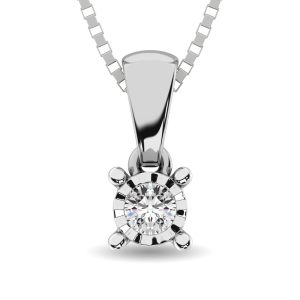 10K White Gold 1/10 Ct.Tw. Diamond Solitaire Pendant