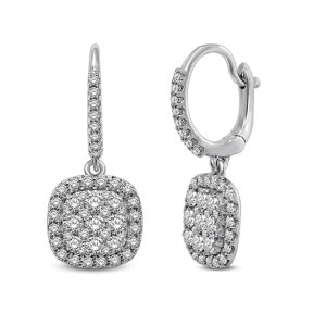 14K White Gold  1 1/6 Ct.tw Diamond Drop Earrings