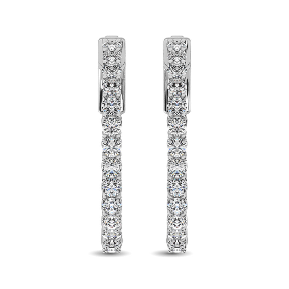 10K White Gold Diamond 2 Ct.Tw. In and Out Hoop Earrings