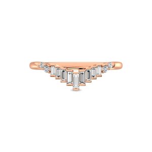 Diamond 1/5 Ct.tw Round and Baguette Chevron Band  in 10K Rose Gold
