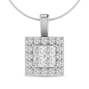 Diamond 1/4 Ct.Tw. Round and Princess Fashion Pendant in 14K White Gold