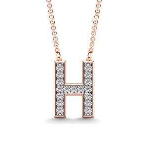 Diamond 1/20 Ct.Tw. Letter H Pendant in 10K Rose Gold