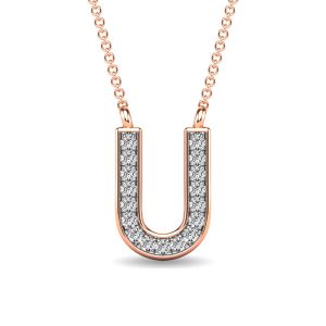Diamond 1/20 Ct.Tw. Letter U Pendant in 10K Rose Gold