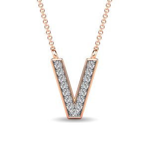 Diamond 1/20 Ct.Tw. Letter V Pendant in 10K Rose Gold