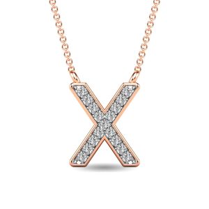 Diamond 1/20 Ct.Tw. Letter X Pendant in 10K Rose Gold