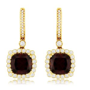 GARNET & DIAMOND EARRING