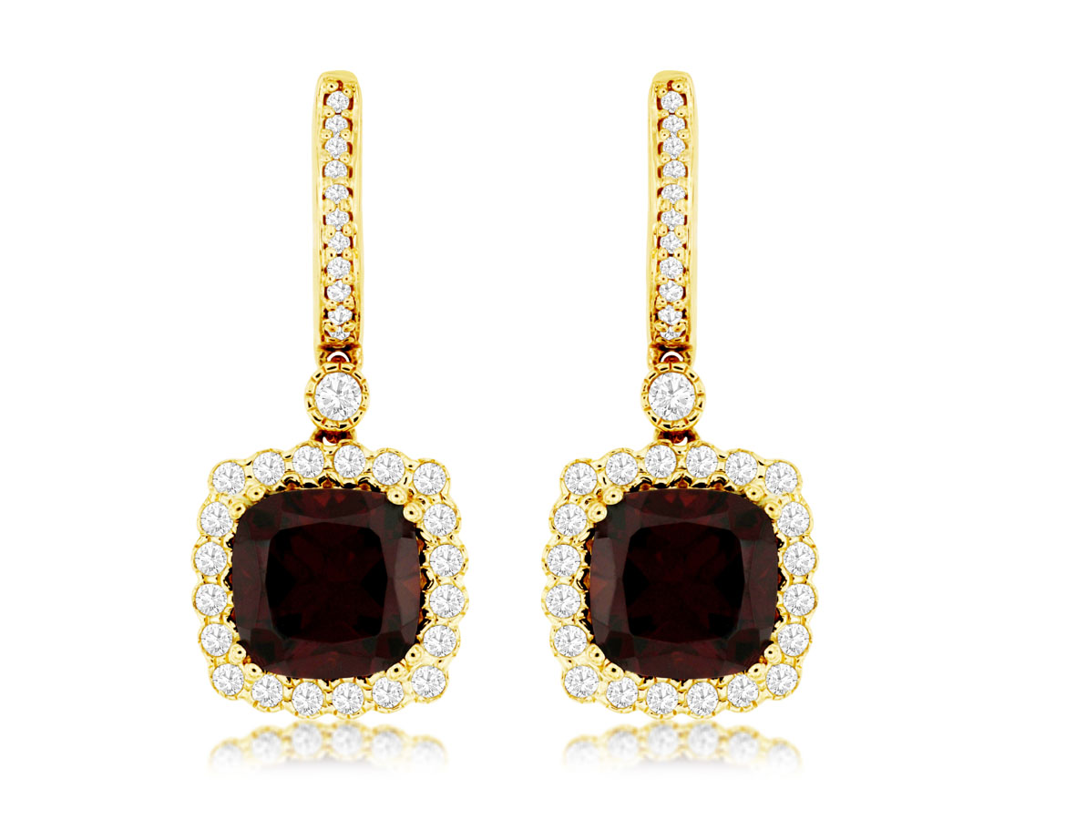 GARNET & DIAMOND EARRING