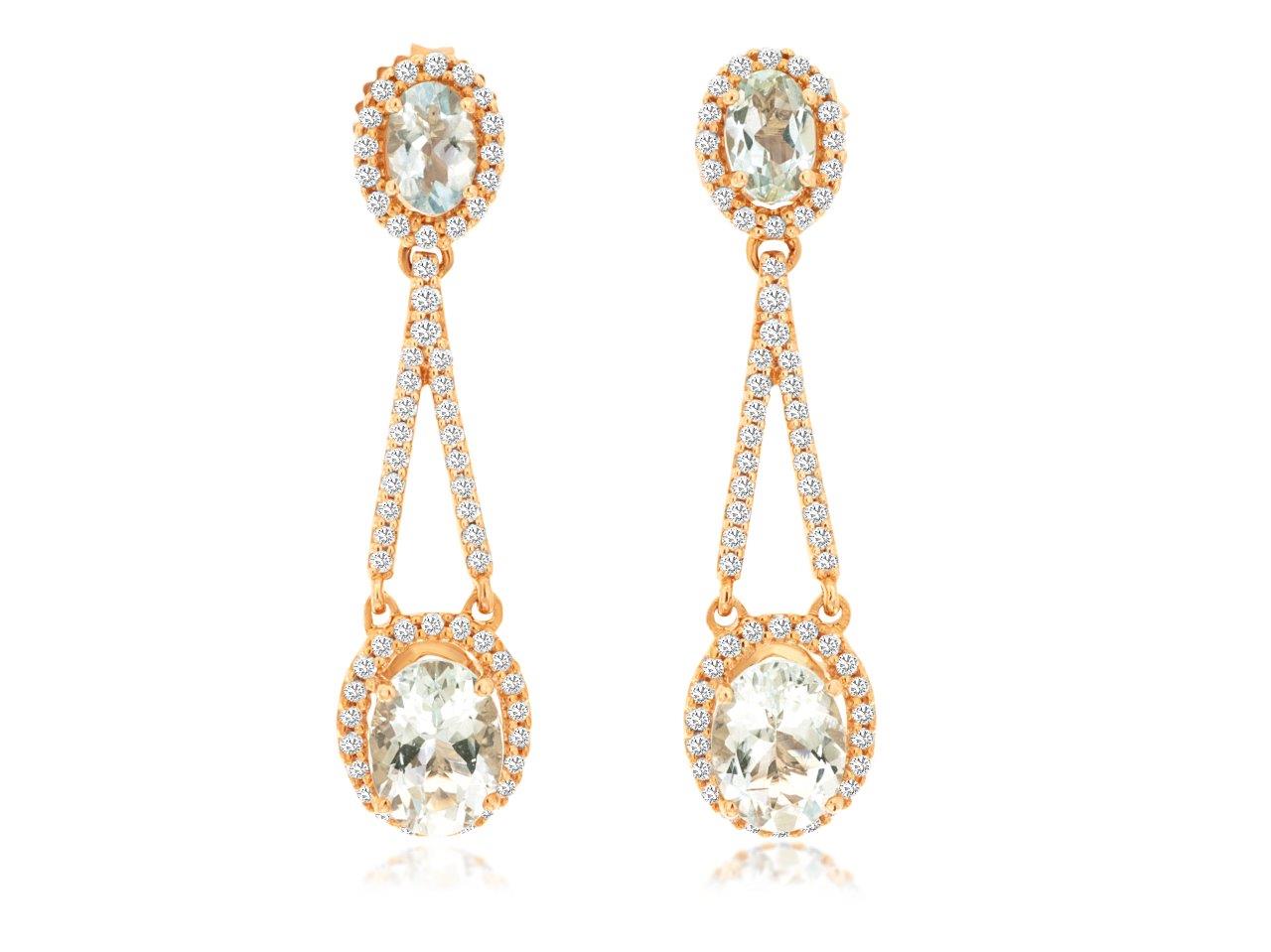 AQUAMARINE & DIAMOND EARRING