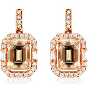 MORGANITE & DIAMOND EARRING