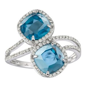 BLUE TOPAZ & DIAMOND RING