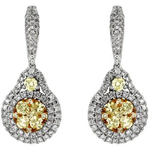 YELLOW DIA & DIAMOND EARRING