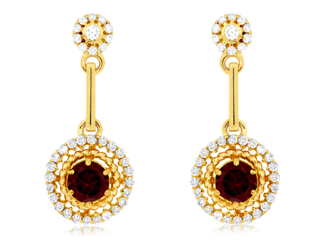 RHODOLITE & DIAMOND EARRING