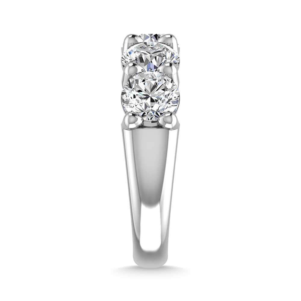 14K White Gold Lab Grown Diamond 3/4 Ct.Tw. Round Shape 5 Stone Wedding Band