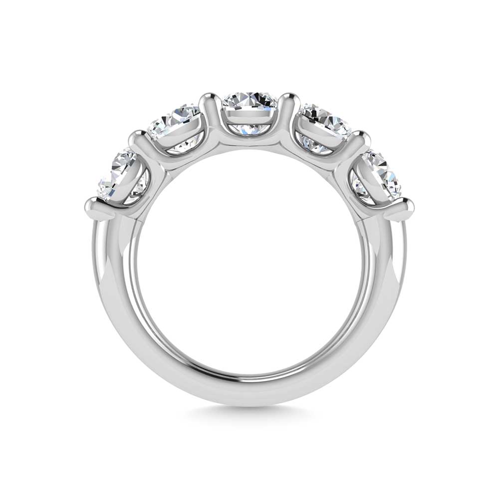 14K White Gold Lab Grown Diamond 3/4 Ct.Tw. Round Shape 5 Stone Wedding Band