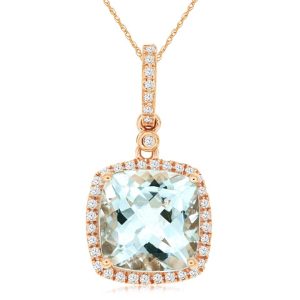 AQUAMARINE & DIAMOND PENDANT