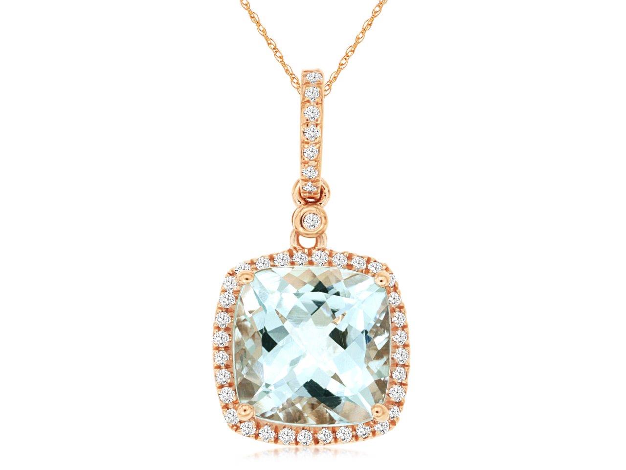 AQUAMARINE & DIAMOND PENDANT