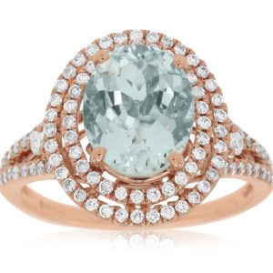 AQUAMARINE & DIAMOND RING