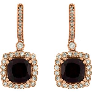 RHODOLITE & DIAMOND EARRING