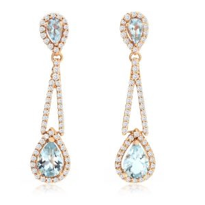 AQUAMARINE & DIAMOND EARRING