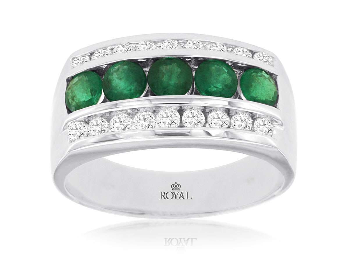 MEN'S EMERALD & DIAMOND RING