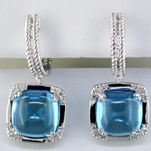 BLUE TOPAZ & DIAMOND EARRING