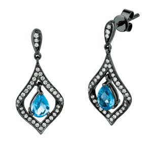 BLUE TOPAZ & DIAMOND EARRING