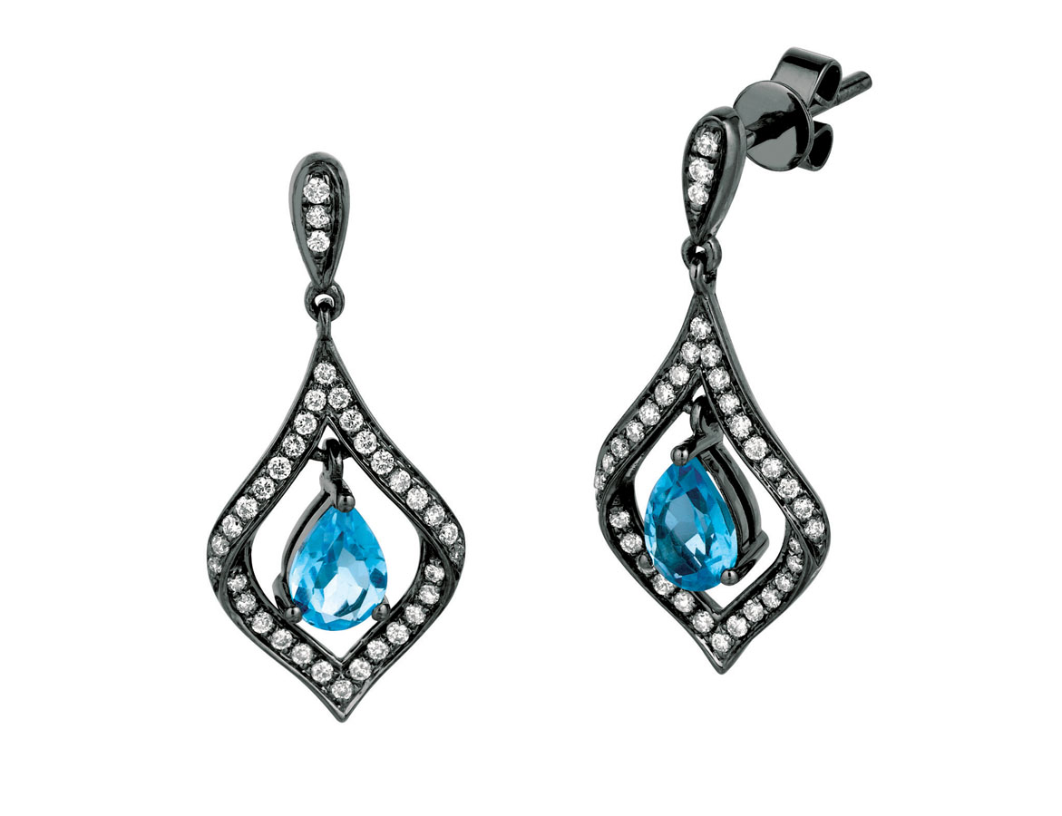 BLUE TOPAZ & DIAMOND EARRING