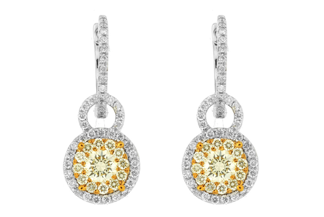 YELLOW DIA & DIAMOND EARRING