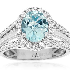 AQUAMARINE & DIAMOND RING
