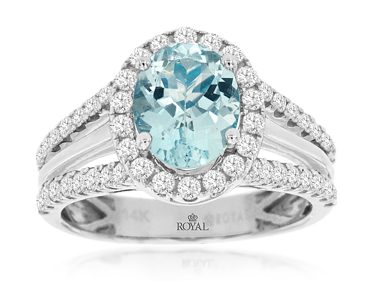 AQUAMARINE & DIAMOND RING