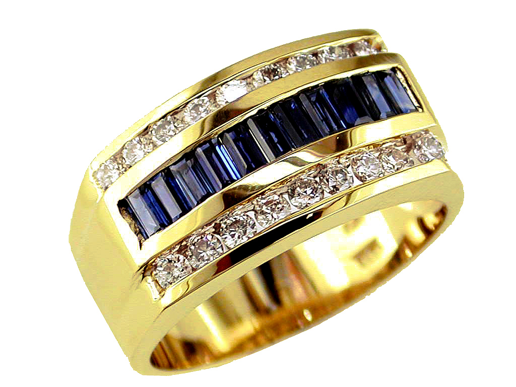 MEN'S DIAMOND SAPPHIRE RING