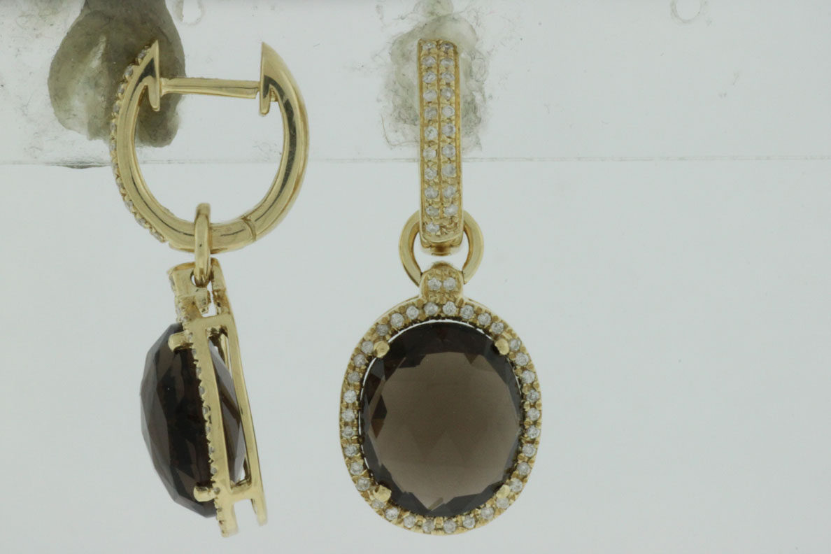 SMOKY QUARTZ & DIAMOND EARRING