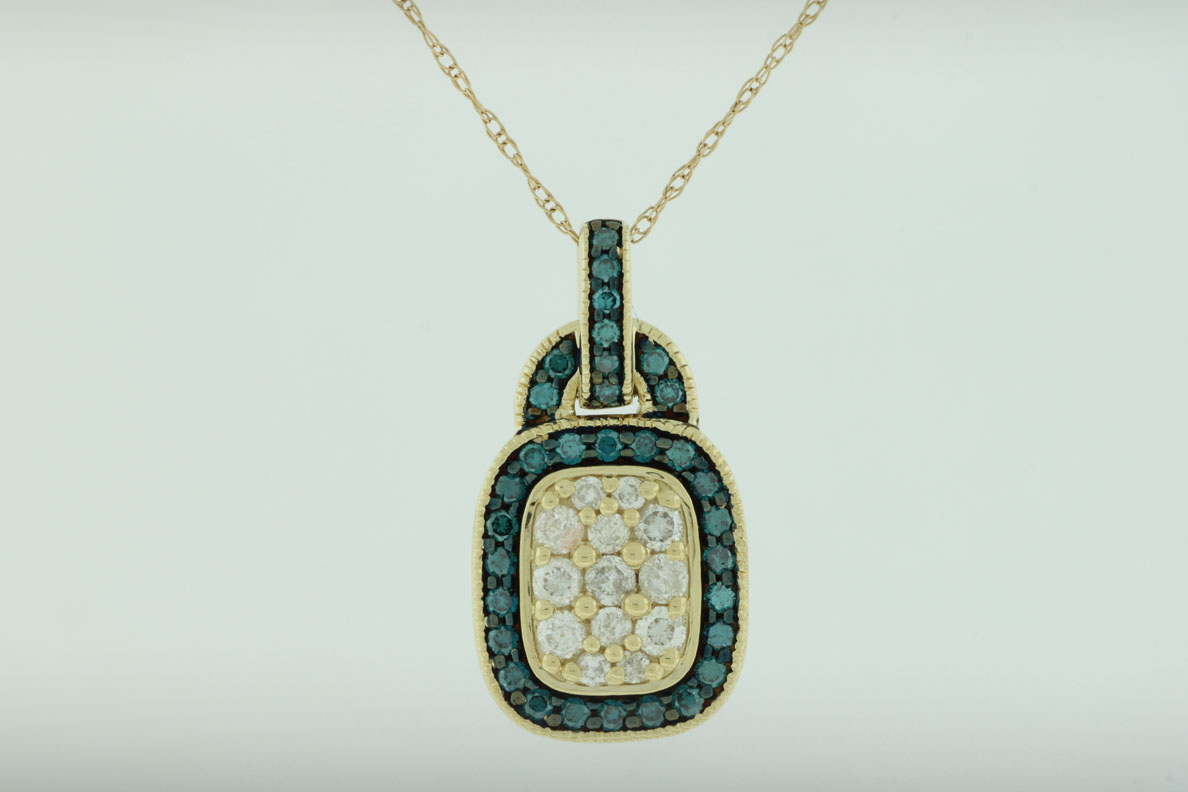 BLUE DIAMOND & DIAMOND PENDANT
