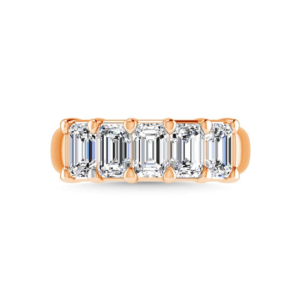 14K Rose Gold 3/4 CT Tw. Emerald Shape Diamond Five Stone Anniversary Band