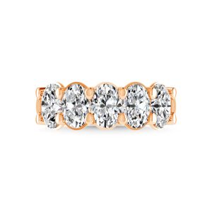 14K Rose Gold 3/4 CT Tw. Oval Shape Diamond Five Stone Anniversary Band