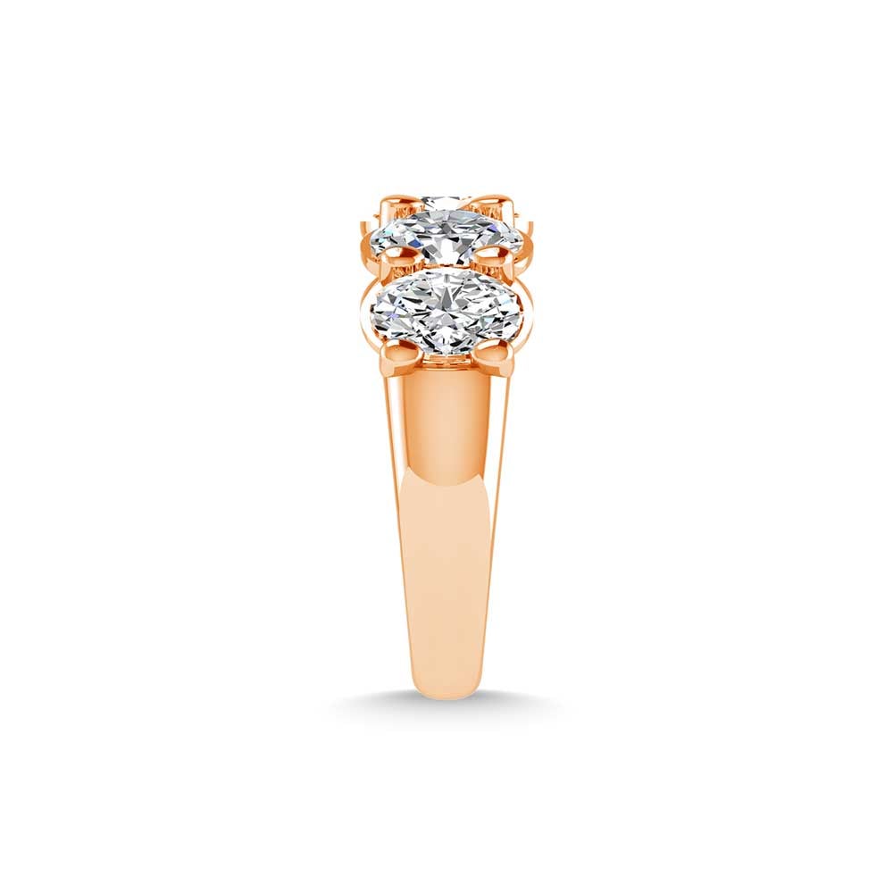 14K Rose Gold 3/4 CT Tw. Oval Shape Diamond Five Stone Anniversary Band