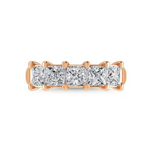 14K Rose Gold 3/4 CT Tw. Princess Shape Diamond Five Stone Anniversary Band