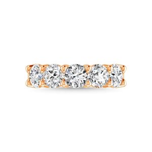 14K Rose Gold 3/4 CT Tw. Round Shape Diamond Five Stone Anniversary Band