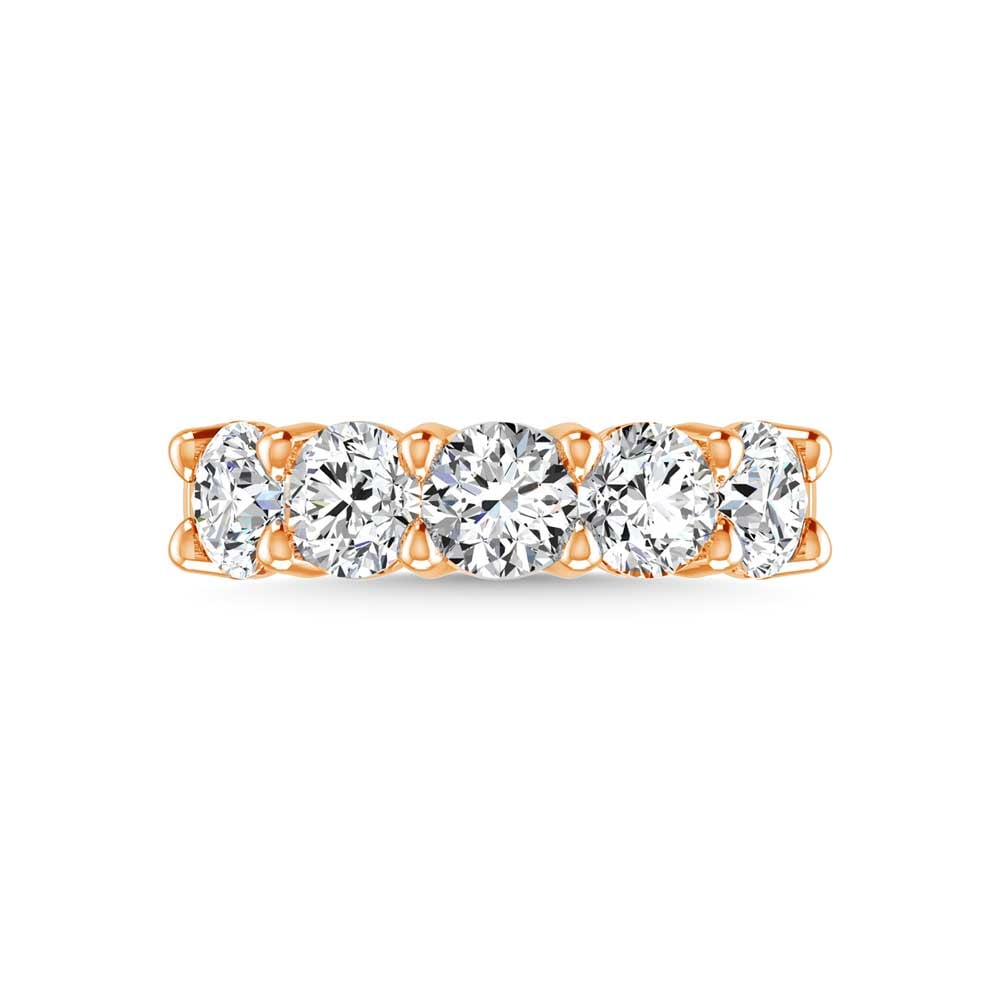 14K Rose Gold 3/4 CT Tw. Round Shape Diamond Five Stone Anniversary Band