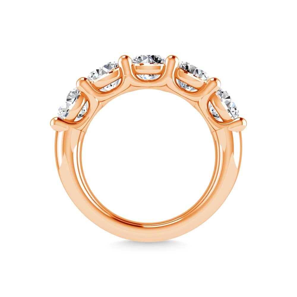 14K Rose Gold 3/4 CT Tw. Round Shape Diamond Five Stone Anniversary Band