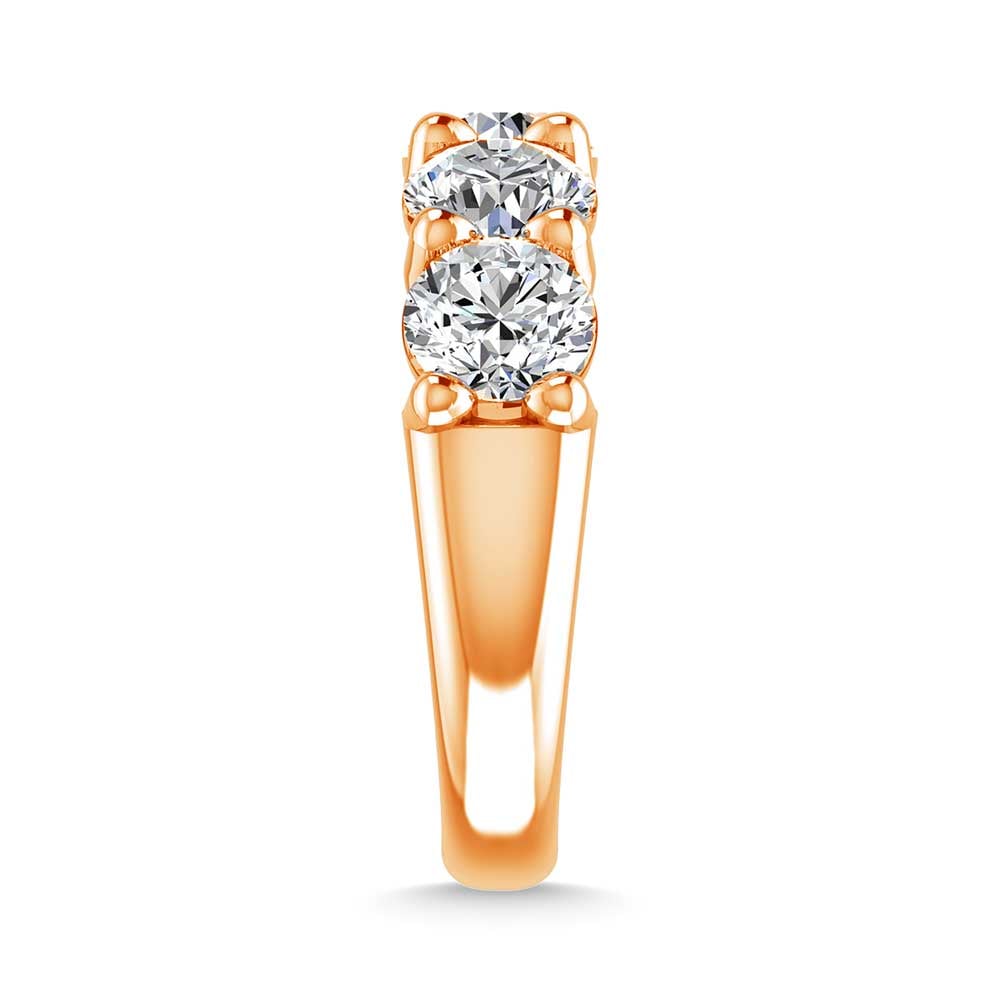 14K Rose Gold 3/4 CT Tw. Round Shape Diamond Five Stone Anniversary Band