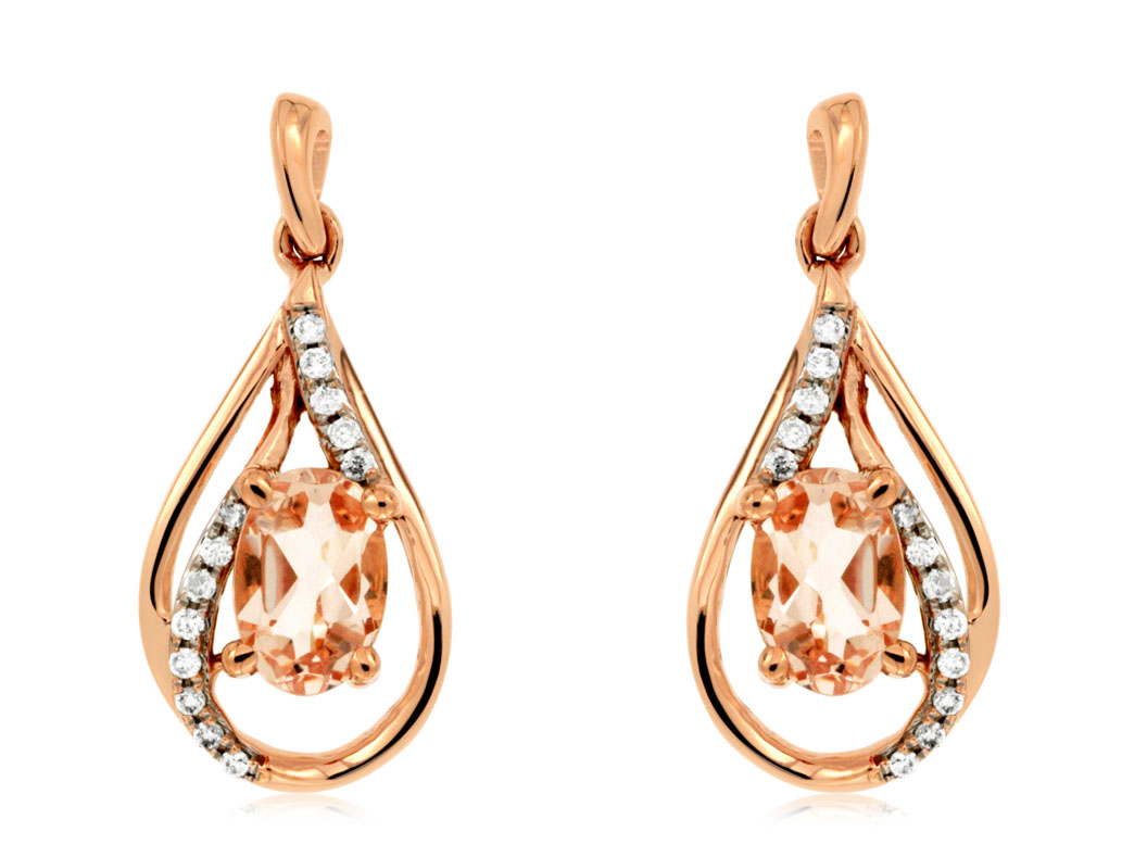 MORGANITE & DIAMOND EARRING