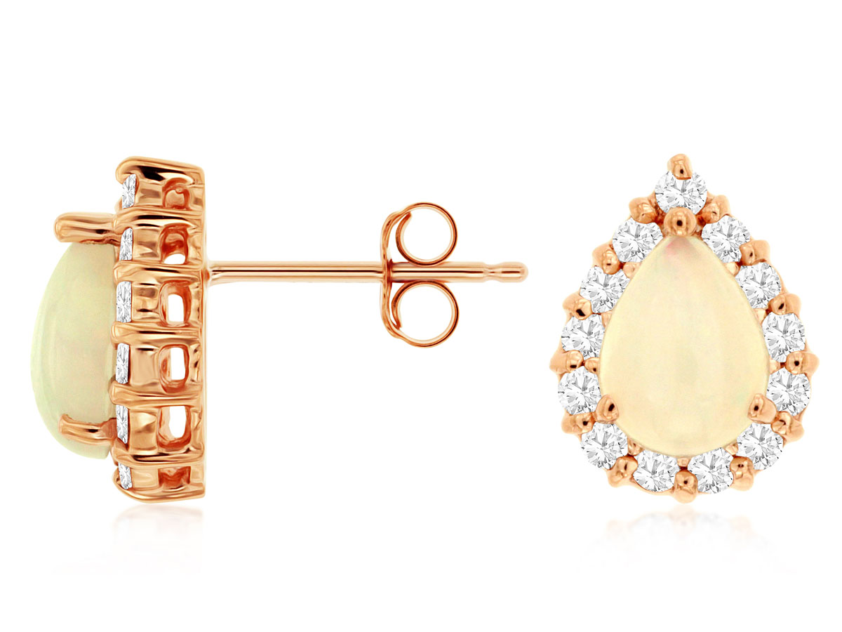 OPAL & DIAMOND HALO STUDS
